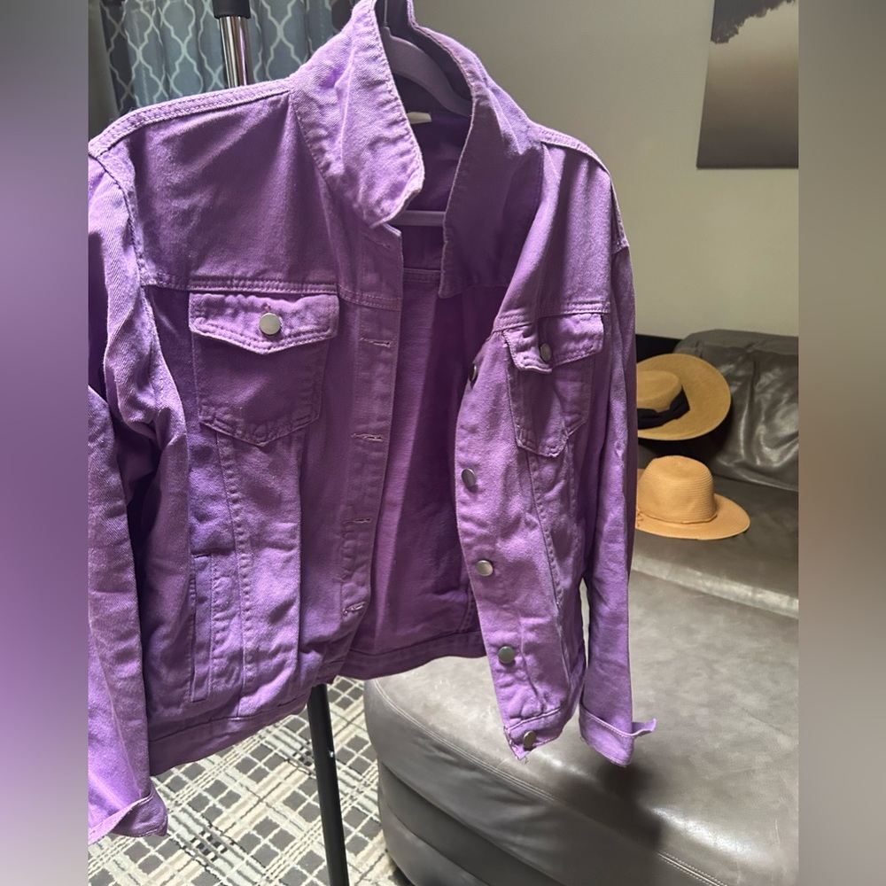 Purple denim jacket size L